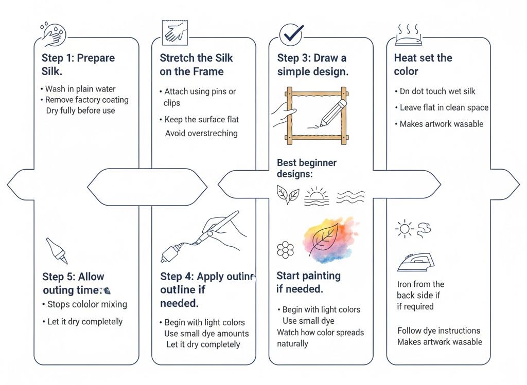 Step-by-step beginner silk painting guide